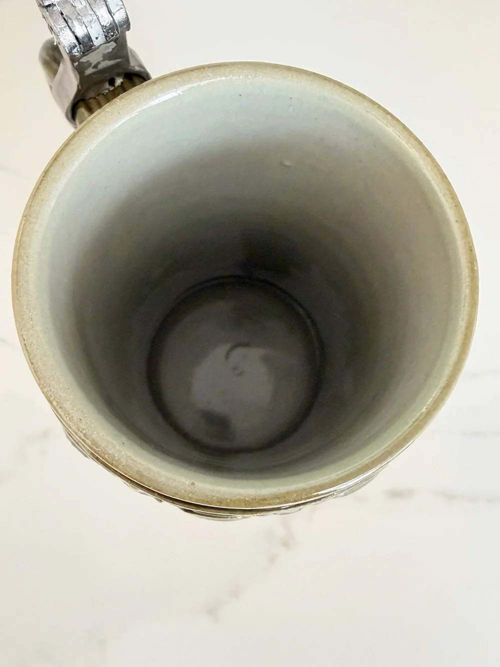 Vintage Western Germany Beer Stein Pewter Lid Hannover Cityscape Ceramic Mug